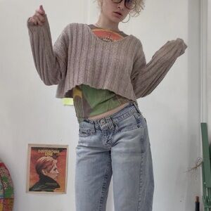 Forever 21 cropped beige ribbed sweater